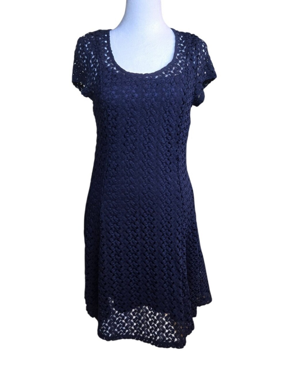 Speechless Women's Size XL Navy Blue 2 Piece Slip Dress With Crocheted Overlay